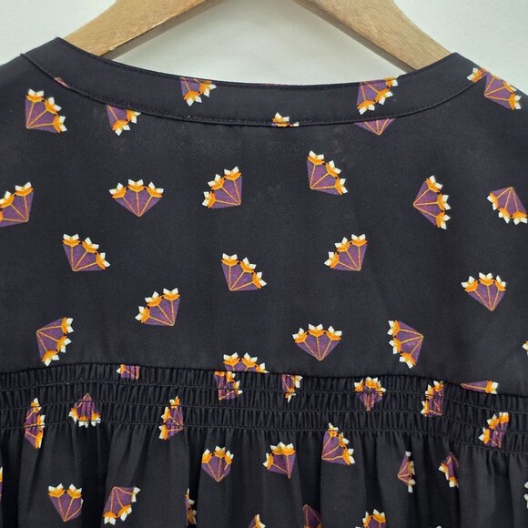 Daniel Rainn Womens S Boho Black Blouse 3/4 Sleeve Lightweight Printed Top - Picture 9 of 16